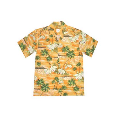 Hawaiian Tropical Print 100% Rayon Silky Feel Bahama Shirt