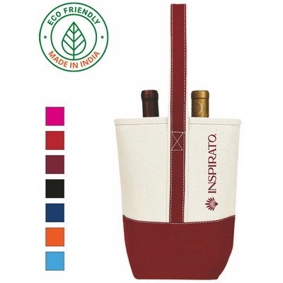 Premium Wine Bag Eco Friendly Canvas Two Bottle Tote Maroon