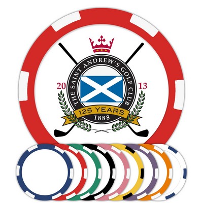 Custom Golf Ball Marker Poker Chips w/6 Stripes - Full Color Laminated Decals