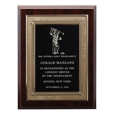 Walnut Finish Plaque w/Black Screened Engraving Plate (9"x 12")