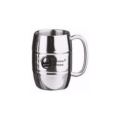 16 Oz. Double Wall Stainless Steel Barrel Beer Mug w/ C Handle