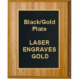 Oak Plaque 6" x 8" - Black/Gold 4" x 6" Plate