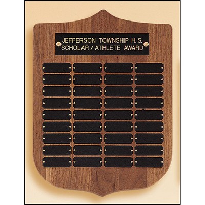 Walnut Shield Perpetual Black Brass Plate Plaque (12" x 16")