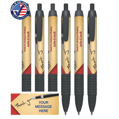 Union Printed - USA Made - Thank You! - Wide Body Click Pen with Colored Trim and Rubber Grip - Full