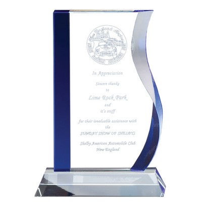 Joyful Rhythm Blue Accented Wave Glass Award - 8 1/2'' H