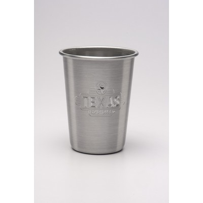 12 Oz. Stainless Steel Look Aluminum Cup w/ Rolled Top