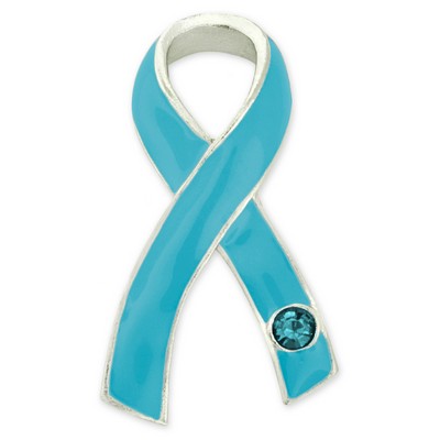 Light Blue Ribbon with Stone Pin