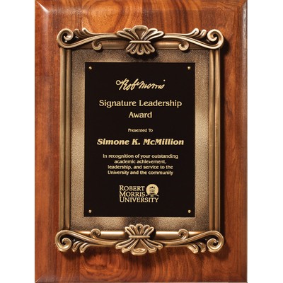 Walnut Plaque with Antique Bronze Finish Casting, 9x12"