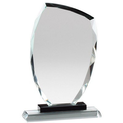 Medium Slant Top Crystal Award w/Black Riser