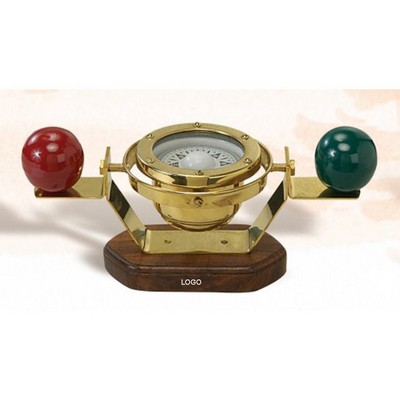 11" Wide Standard V Model Compass on Walnut Base