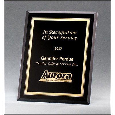 Black Glass Plaque with Gold Borders, 6 " x 8 "