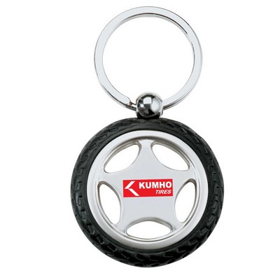 Rubber and Metal Tire Key Chain