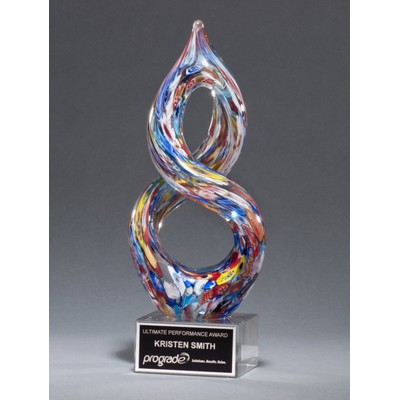 Helix-Shaped Multi-Color Art Glass Award