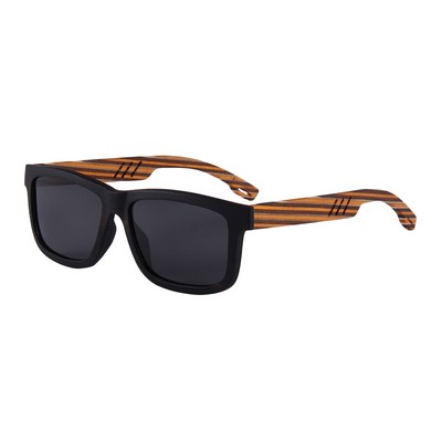 Rainbow Wood Sunglasses - Smoke Polarized Lenses - Yellow Rainbow Wood Frames