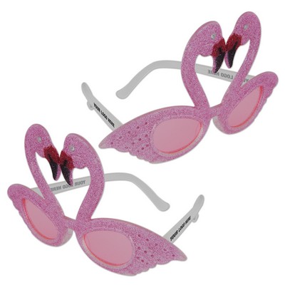 Glittered Flamingo Fanci Frames with Custom Pad Print on Both Stems