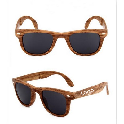 Wood Grain Frames Fashion Folding Sunglasses