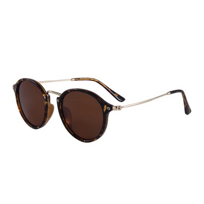 Sunglasses - Brown Lenses - Leopard Frames - Gold Temples