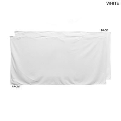 Plush and Soft Velour Terry Cotton Blend White Beach Towel, 30x60, Blank Only