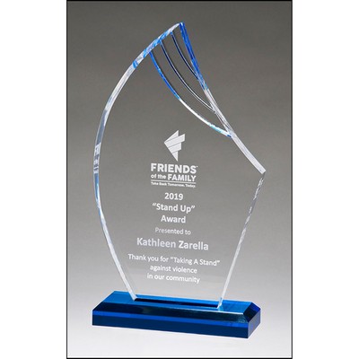 Flame Series Clear Acrylic Award with Blue Accents (5.5"x9.75"x1.7")