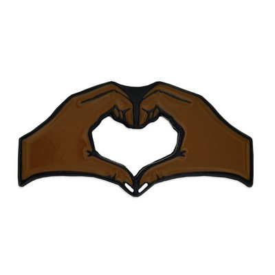 Dark Skin Tone Heart Hands Pin