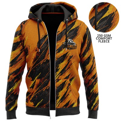 250 GSM Fleece Hoodie W/ Front Zipper & Pockets Sublimated Hoodies