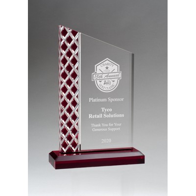 Zenith Series Clear Acrylic Award with Lattice Pattern and Red Accent (5 1/2" x 7 1/4")