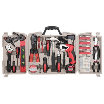 Apollo Tools 161 Piece Household Tool Kit with Powerful Rechargeable Li-Ion Cordless Screwdriver