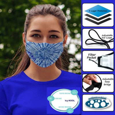 3-Ply Icy Cool Face Mask w/Adjustable Ear Loops - Icy-Kool Cooling