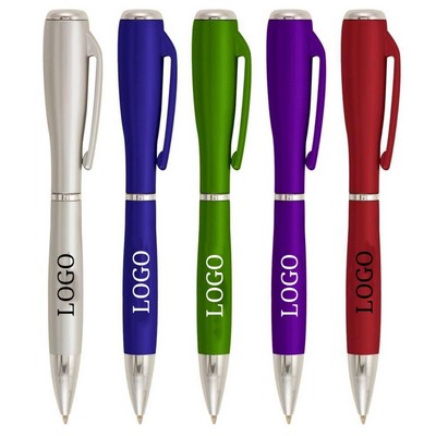 LED Flashlight Stylus Plastic Pen