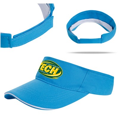 Twill Cotton Sun Visor w/ Sandwich bill, Hook & Loop closure