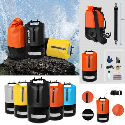 10L Foldable Waterproof Dry Bag w/Pocket & Reflective Strip