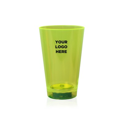 12 Oz. Laser Engraved Neon Green Plastic LED Tumbler