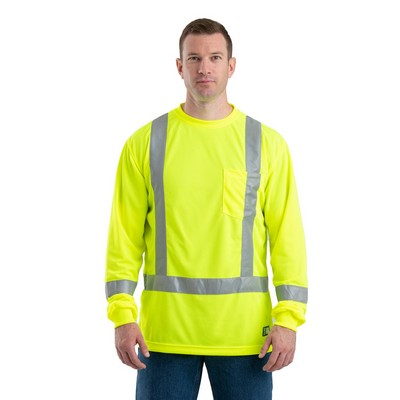 Berne Apparel Men's Hi-Vis Class 3 Performance Long Sleeve Pocket T-Shirt