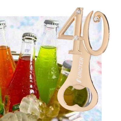 40th Birthday Shape Metal Bottle Opener