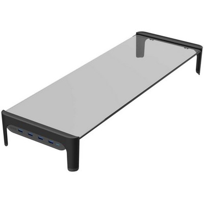 Computer Monitor Glass Stand With 4 USB Port