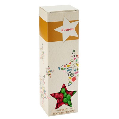 Holiday Candy Box with Die Cut Star Window - Holiday Chocolate Buttons