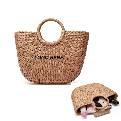 Womens Straw Beach Tote Bag