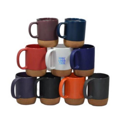 MOQ 50pcs 14 Oz Cork Bottom Ceramic Mug