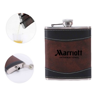 6oz Two-Tone Leather Hip Flask