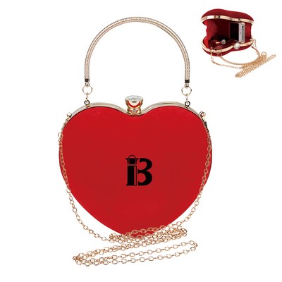 Red velvet heart-shaped chain crossbody shoulder bag handbag