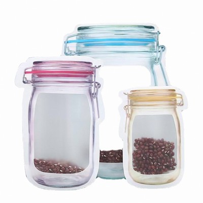 Jar Shaped Food Storage Ziplock Bag 7.68 x 4.72 Inches