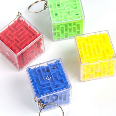 Mini Plastic 3D Cube Maze Puzzle Keychain