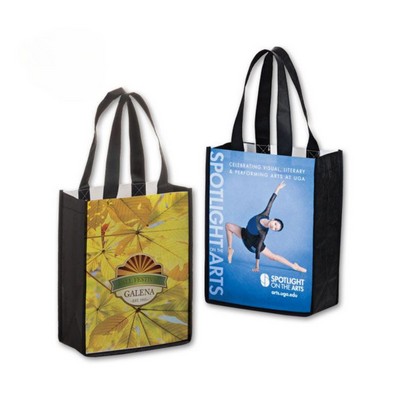 Full Color Sublimated PET Non-Woven Tote Bag w/ Gusset - 2 Sided (8" x 10" x 4")