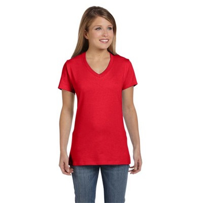 Hanes Ladies 4.5 Oz., 100% Ringspun Cotton Nano-T&reg; V-Neck T-