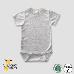 Baby Short Sleeve Crew Neck Bodysuit Heather Gray 65%Polyester 35%Cotton-Laughing Giraffe®