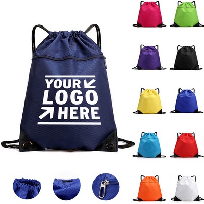 600D Oxford Cloth Drawstring Backpack with Zipper