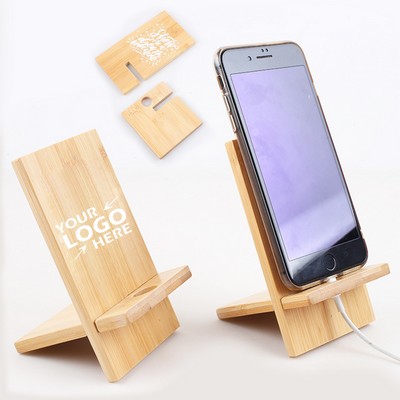 Custom Printed Bamboo Wireless Charger Phone Stand