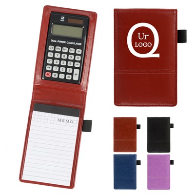 Leather Pocket Jotter Memo Notepad Calculator