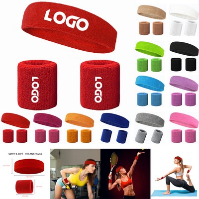 Sweatband Headband Wristband Set