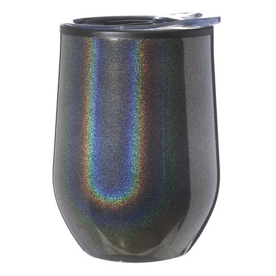 Iridescent Stemless Wine Glasses with Lid 12 oz